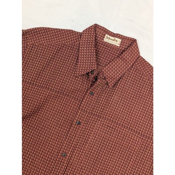 Fabindia Red Copper Dress Shirt Mens Sz 40 Long Sleeve Button Up Lightweight - Picture 1 of 7